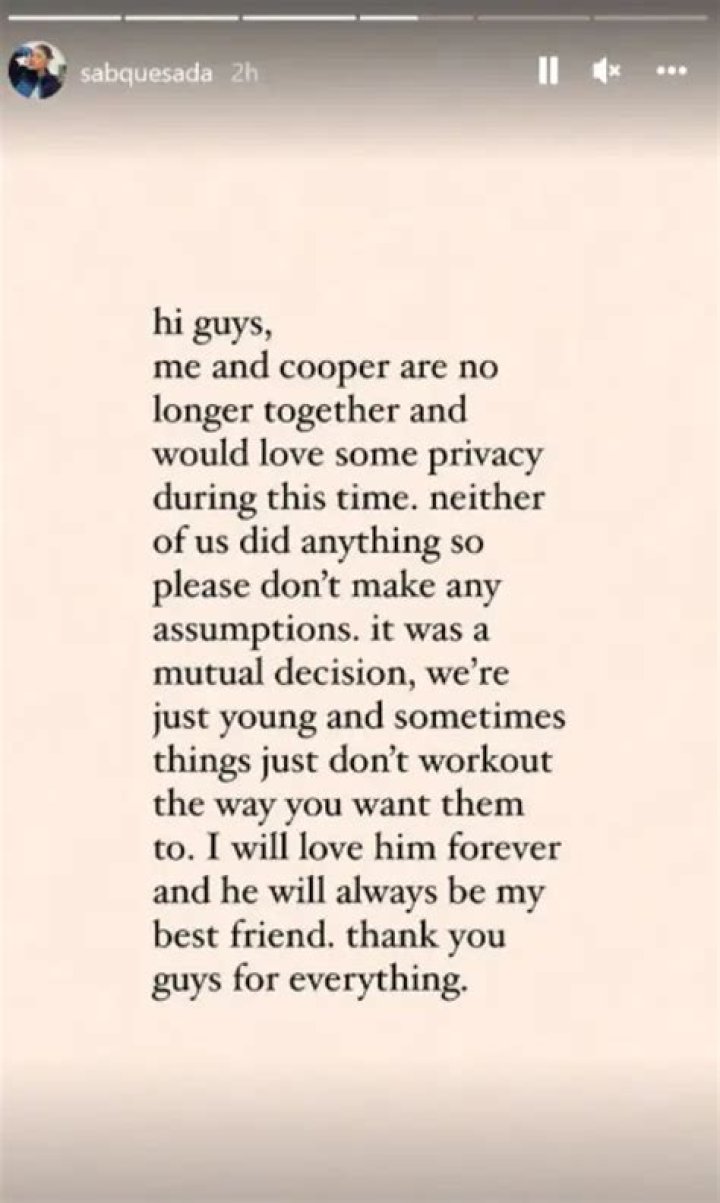 
Cooper Noriega And Sabrina Quesada Breakup Reason, Relationships And Dating 