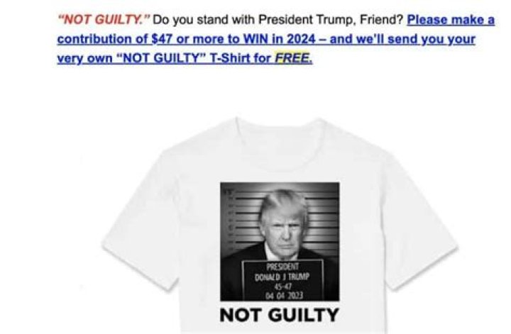 
Donald Trump’s campaign team releases fake mugshot t-shirt minutes after his arraignment 