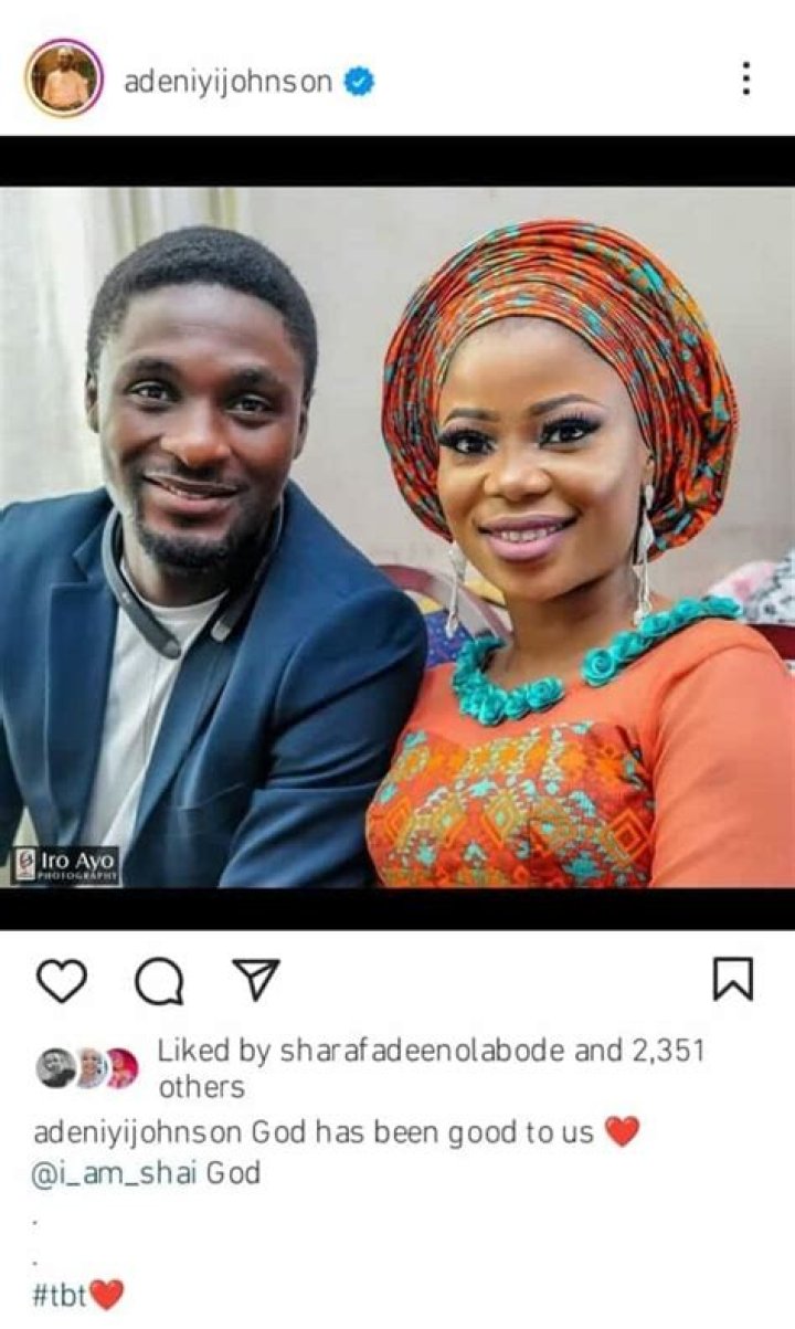 
“I’m Extremely Fortunate To Have You.” Aolat, An Actress, Congratulates Adeniyi Johnson And Seyi Edun. 