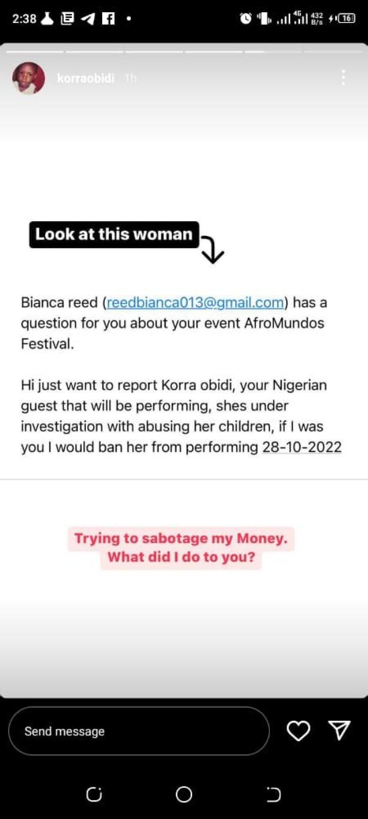 
Korra Obidi Reacts As Troll Calls For Her Ban From Performing At An Event Over Alleged Child Abuse 