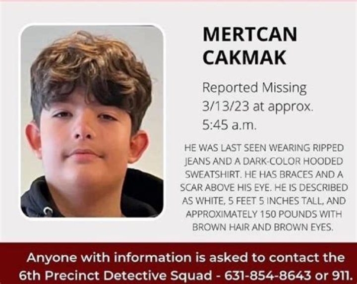 
Mertcan Cakmak missing child: Police request public help in locating 12-year old Farmingville boy 