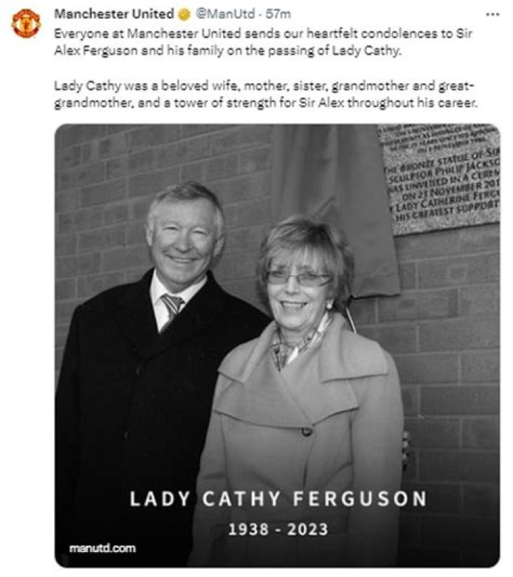 Who was Lady Cathy Ferguson? Former Man United manager Sir Alex Ferguson’s wife dies at 84